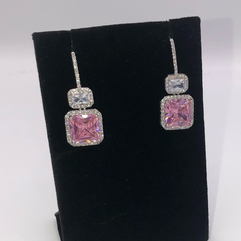 14k 4ct Pink Sapphire Earrings - Picture 9 of 15